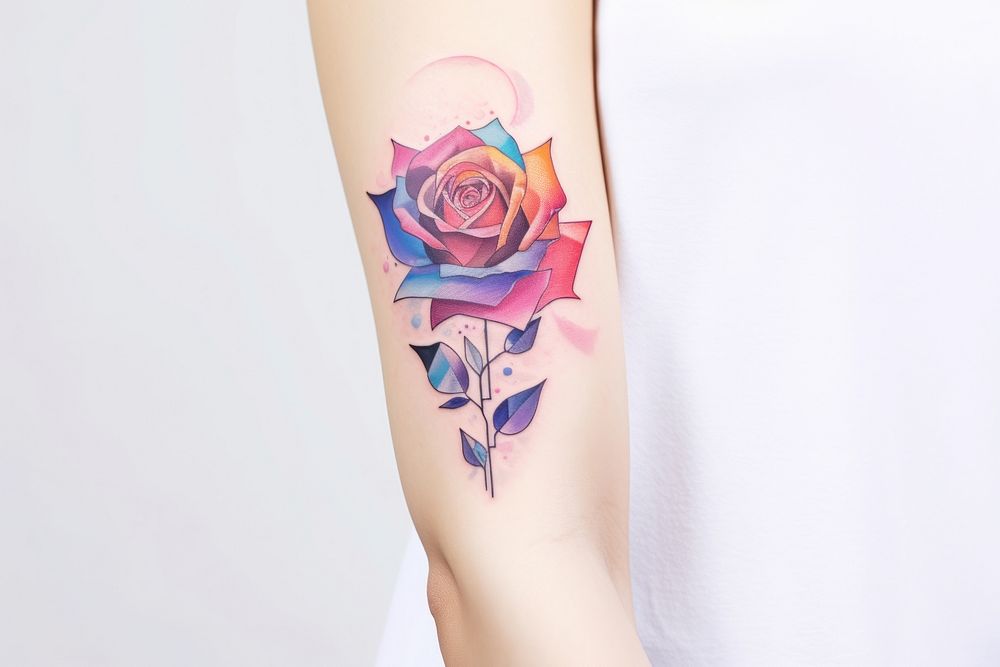 Rose tattoo flower arm. AI generated Image by rawpixel.