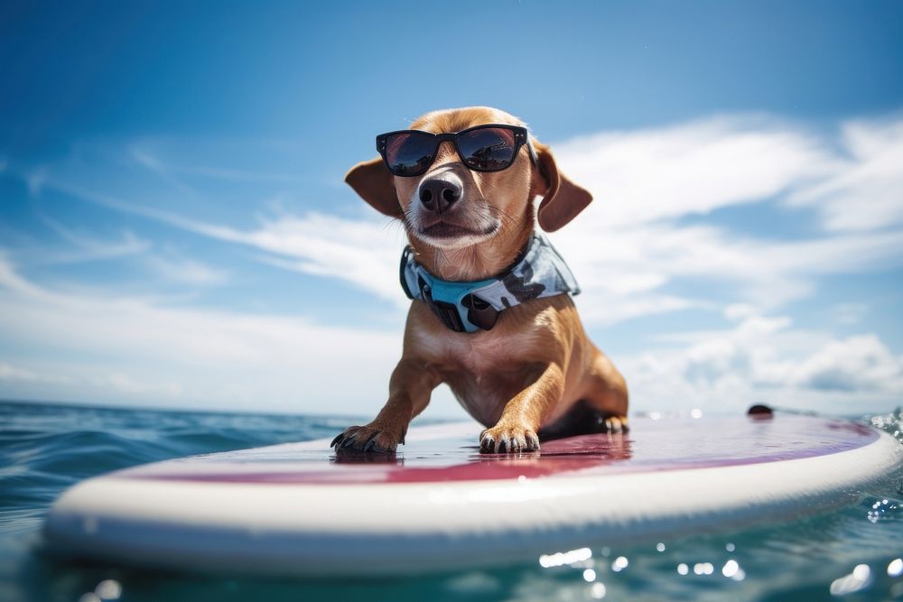 Dog wearing sunglasses outdoors animal mammal. AI generated Image by rawpixel.