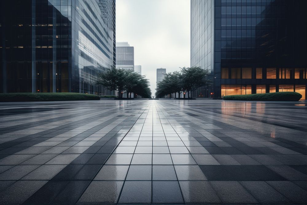 Empty pavement building architecture cityscape. AI generated Image by rawpixel.