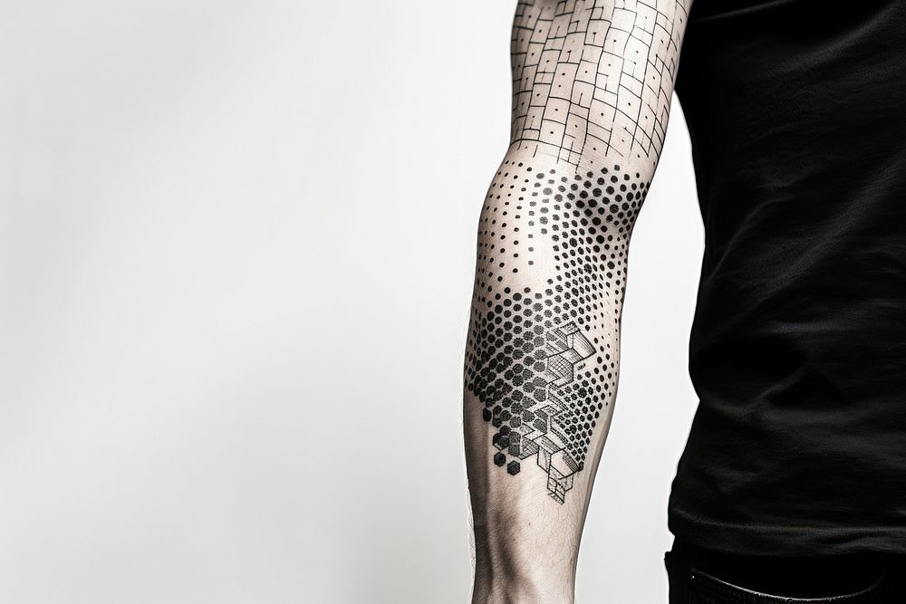 Dotwork tattoo adult arm. AI generated Image by rawpixel.