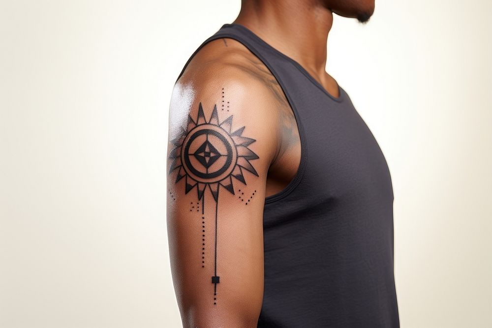 Sun tattoo back arm. AI generated Image by rawpixel.