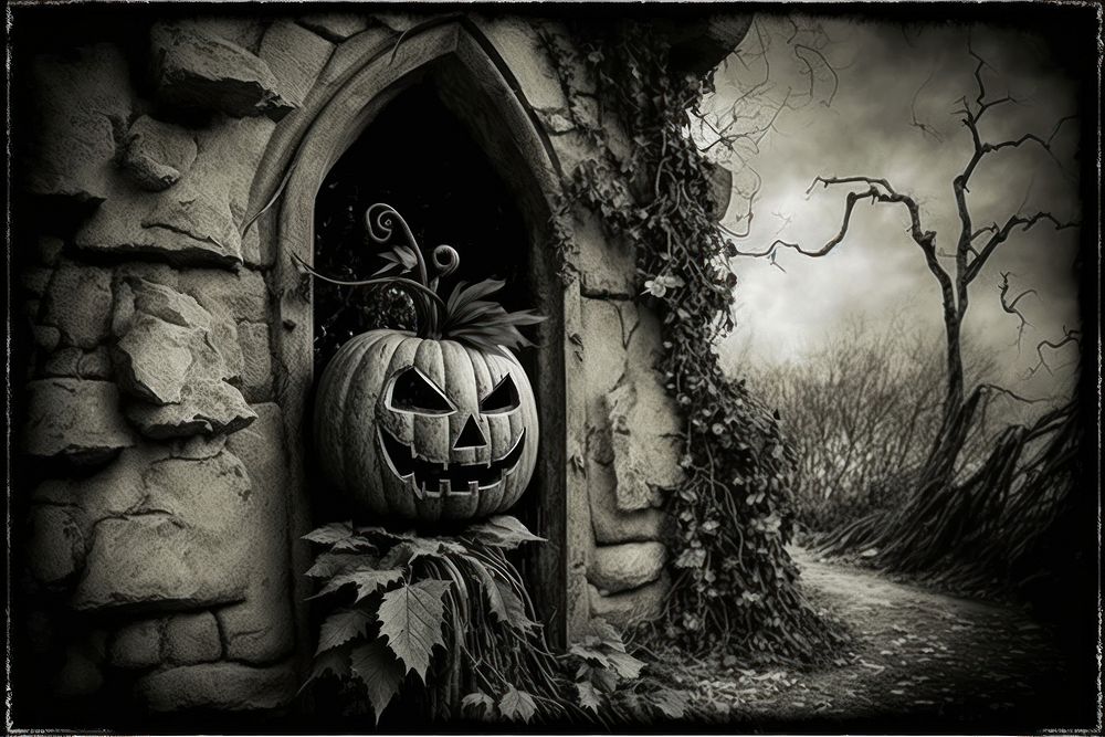 Halloween pumpkin plant jack-o'-lantern. AI generated Image by rawpixel.