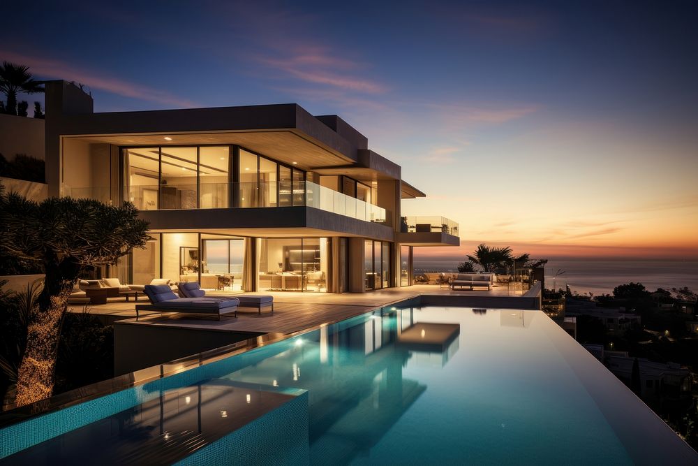 Modern luxury house architecture building outdoors. AI generated Image by rawpixel.