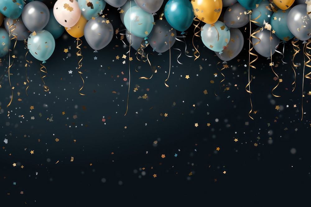 New year banner confetti backgrounds balloon. AI generated Image by rawpixel.