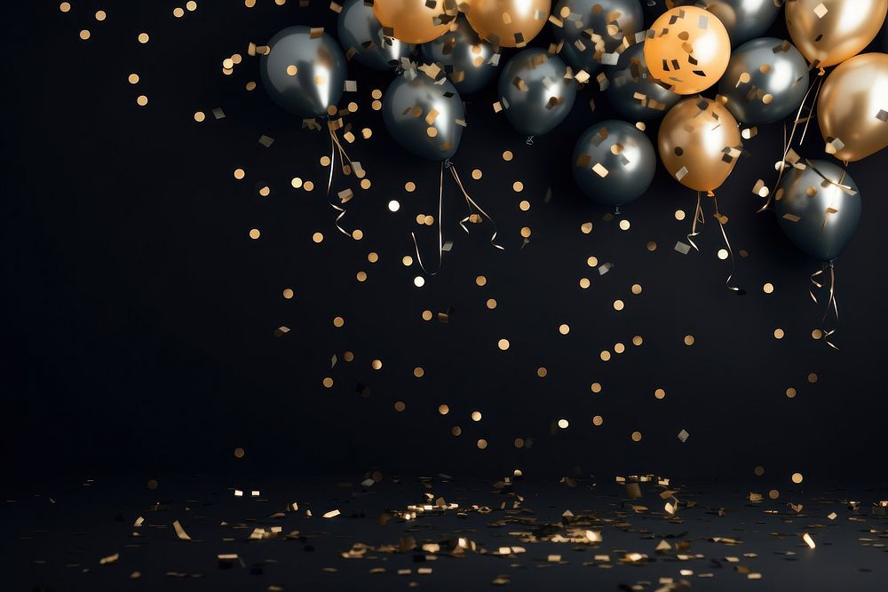 New year banner confetti balloon illuminated. AI generated Image by rawpixel.