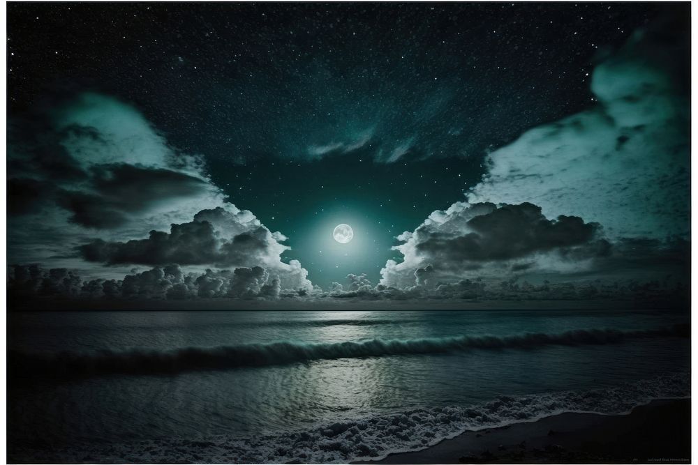 Ocean night sky astronomy. AI generated Image by rawpixel.