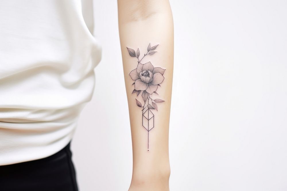 Flower tattoo adult arm. AI generated Image by rawpixel.