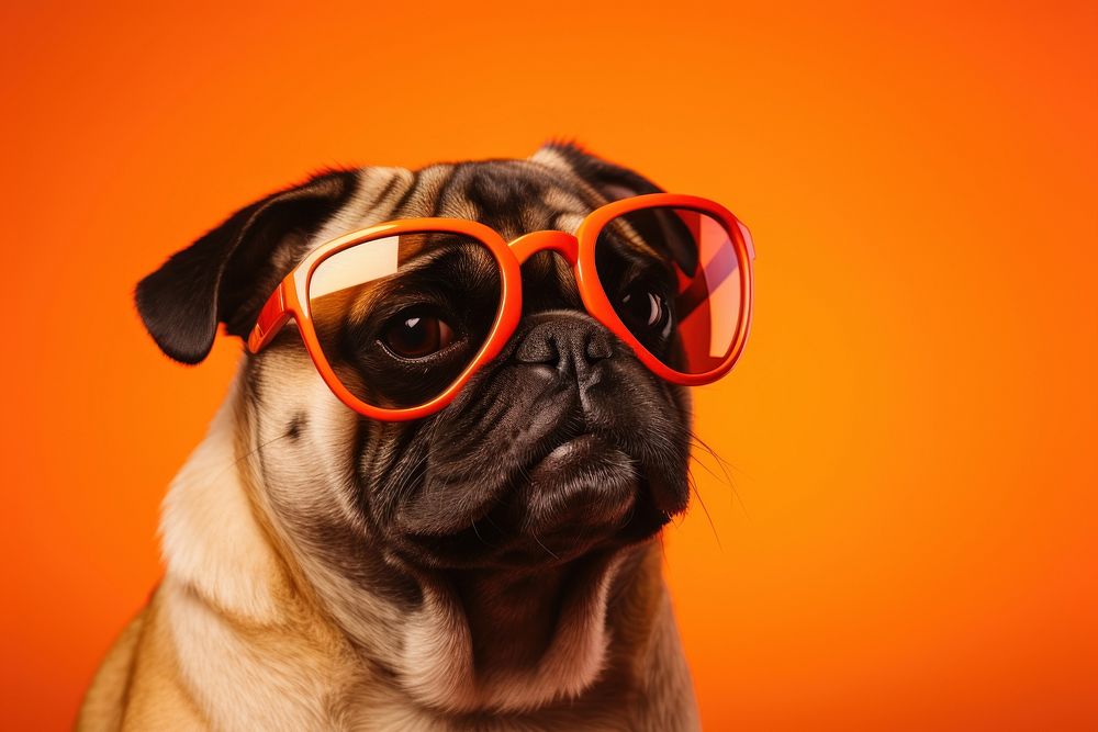Pug dog sunglasses pug portrait. AI generated Image by rawpixel.