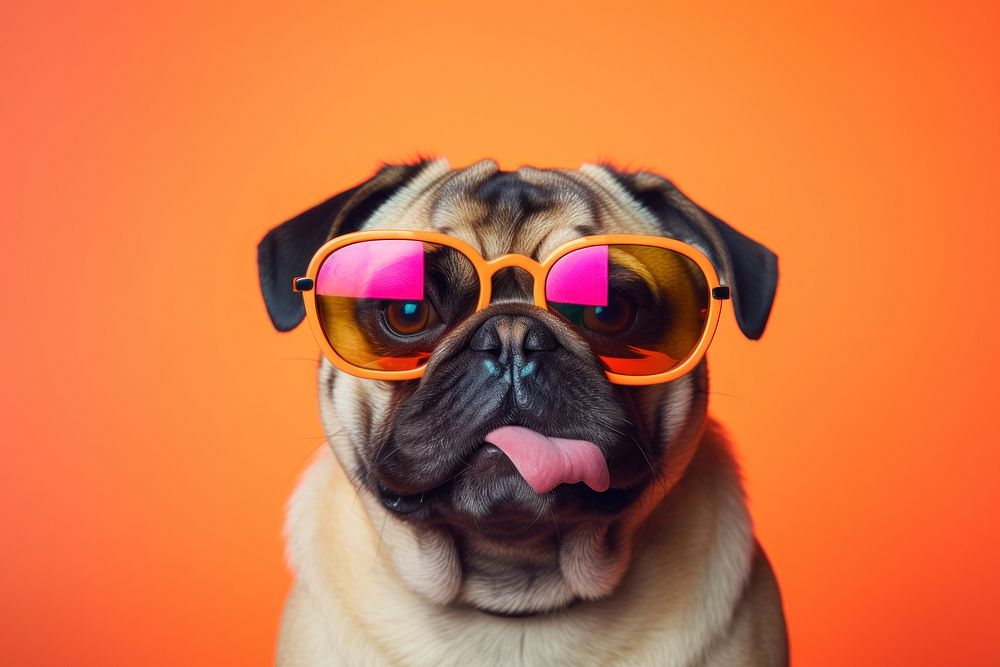 Pug dog sunglasses pug photography. AI generated Image by rawpixel.