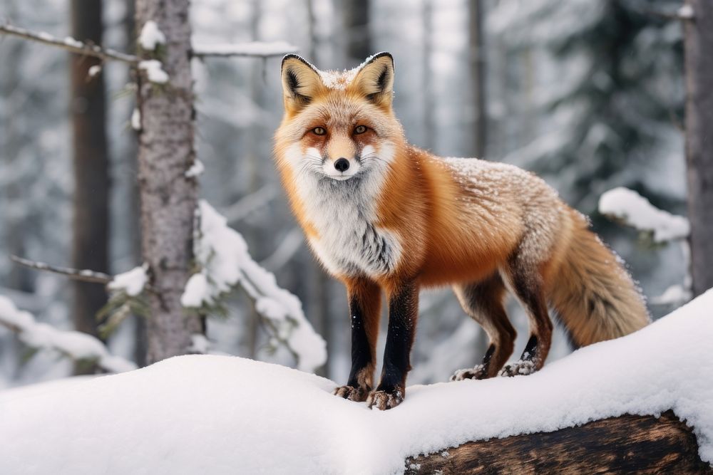 Red fox wildlife standing animal. AI generated Image by rawpixel.