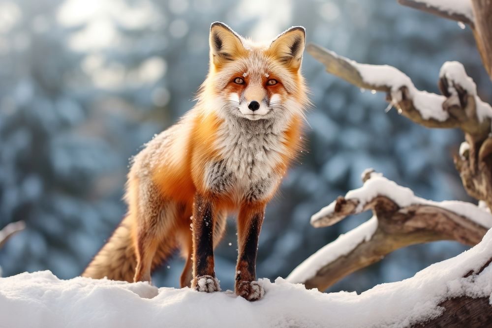Red fox wildlife standing animal. AI generated Image by rawpixel.