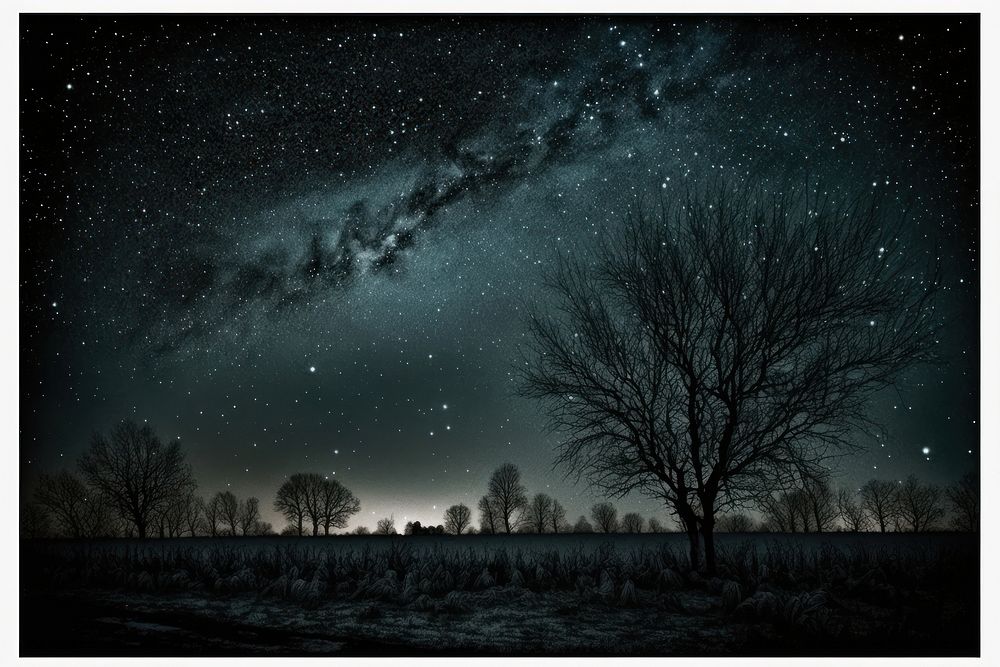 Starry sky landscape astronomy outdoors. AI generated Image by rawpixel.