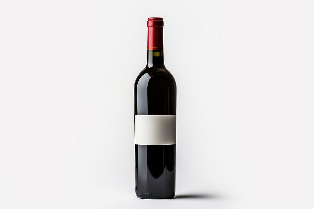 Wine bottle drink white background. AI generated Image by rawpixel.