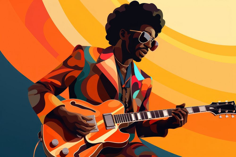 African american musician guitar adult. AI generated Image by rawpixel.