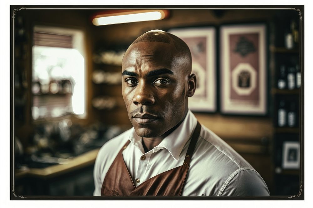 African american man portrait photography barbershop. AI generated Image by rawpixel.
