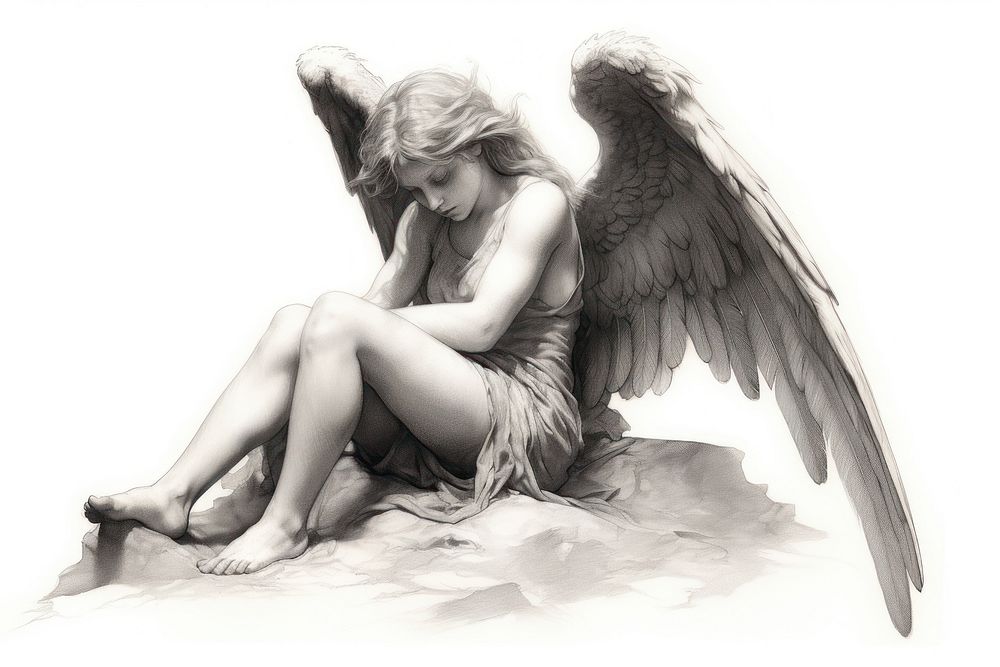 Angle drawing sketch angel. AI generated Image by rawpixel.