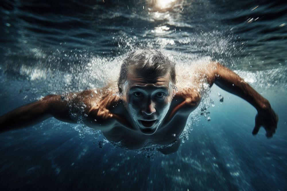 Swimming recreation outdoors swimmer. AI generated Image by rawpixel.