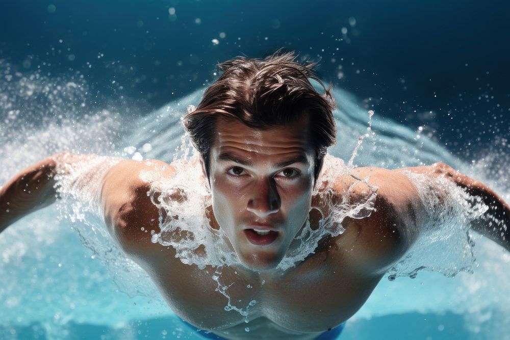 Swimming portrait swimmer sports. AI generated Image by rawpixel.