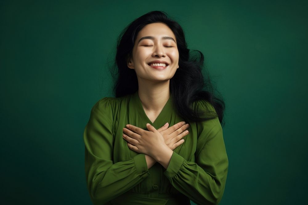 Asian smile adult green. AI generated Image by rawpixel.
