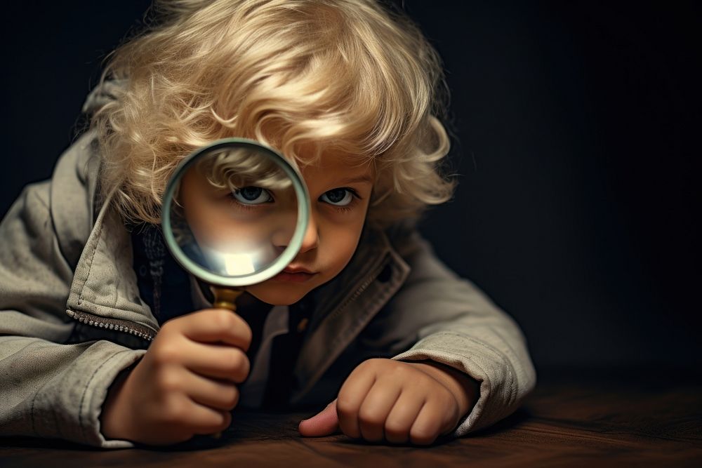 Magnifying glass portrait photo baby. AI generated Image by rawpixel.