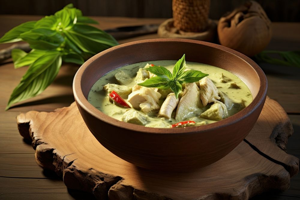 Thai food table green soup. AI generated Image by rawpixel.