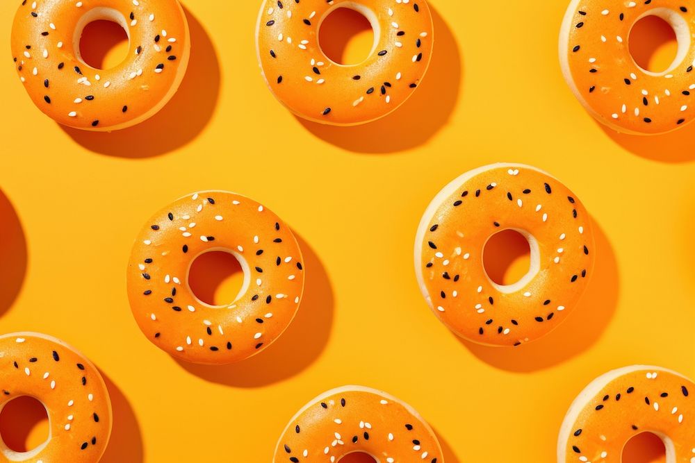 Bagels pattern food confectionery. AI generated Image by rawpixel.