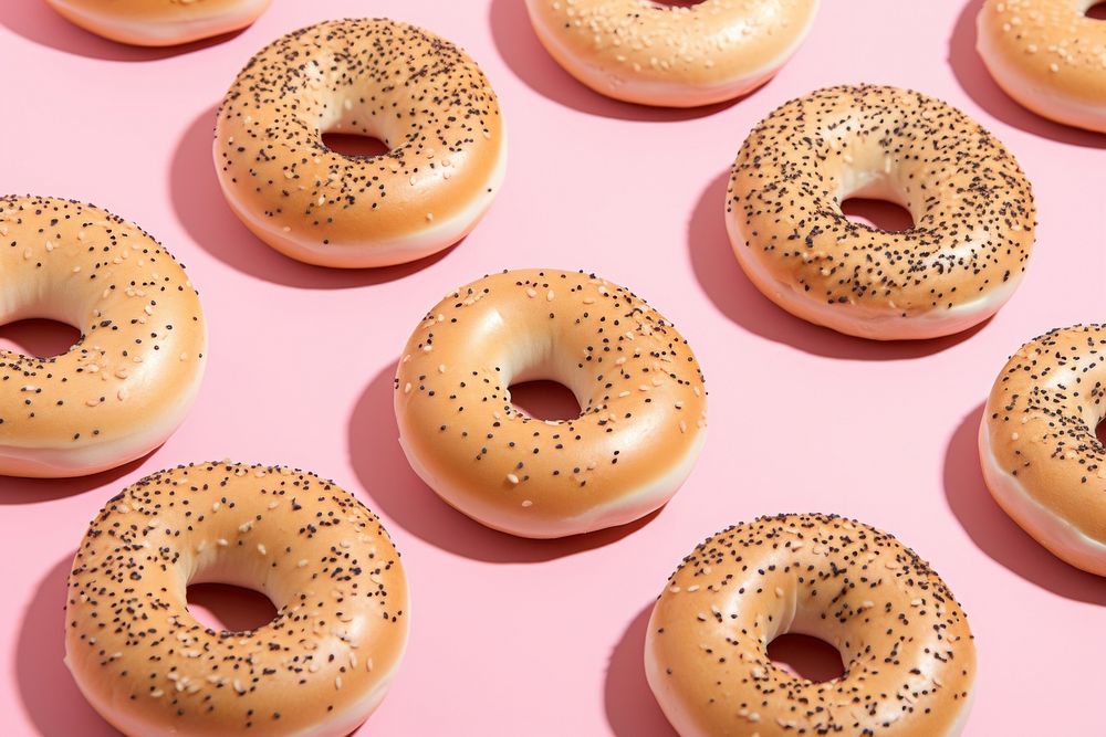 Bagels pattern food sesame. AI generated Image by rawpixel.