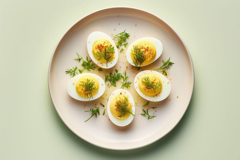 Deviled egg plate food parsley. AI generated Image by rawpixel.
