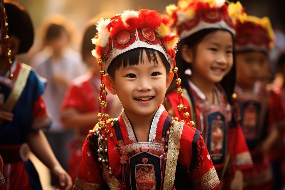 Hong konger kids festival costume smile. AI generated Image by rawpixel.