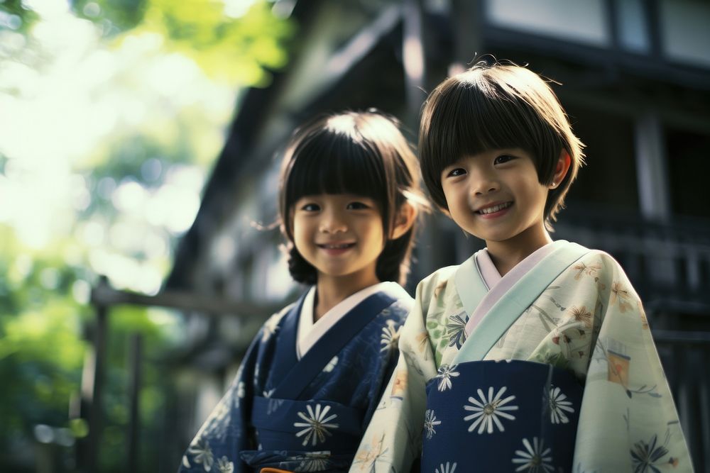 Japanese kids kimono child happy. AI generated Image by rawpixel.