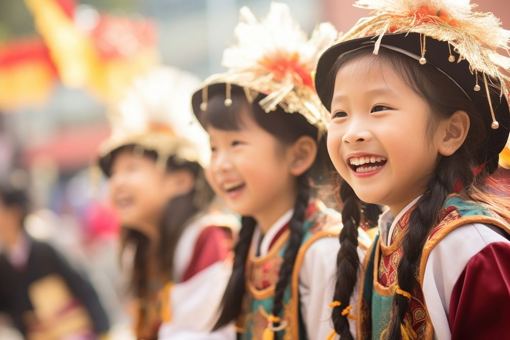 Taiwanese kids festival costume smile. AI generated Image by rawpixel.