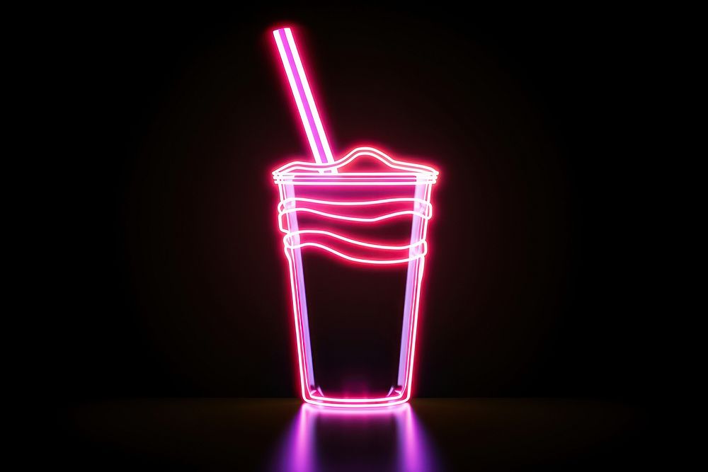 Milk shake light neon line. AI generated Image by rawpixel.