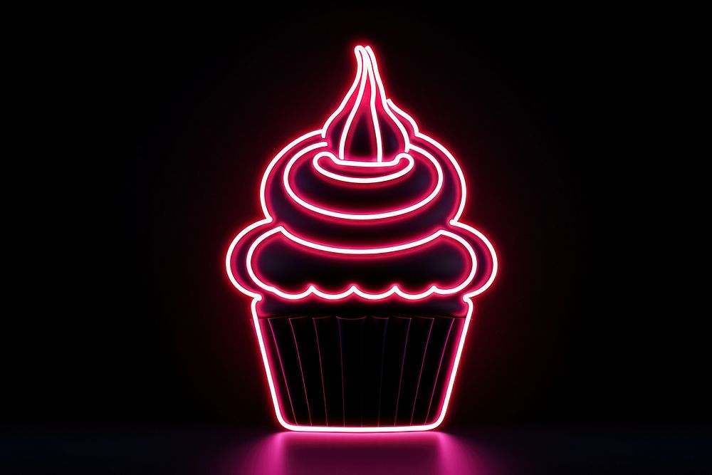 Cupcake light neon dessert. AI generated Image by rawpixel.