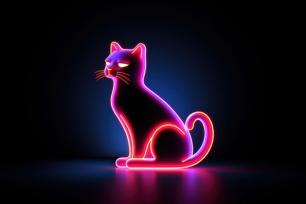 Cat light neon animal. AI generated Image by rawpixel.
