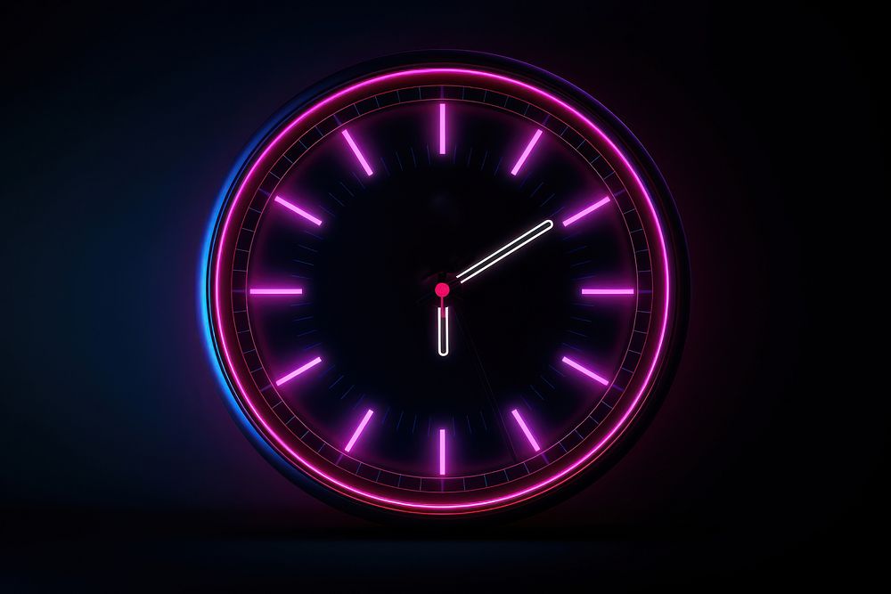 Clock light neon illuminated. AI generated Image by rawpixel.