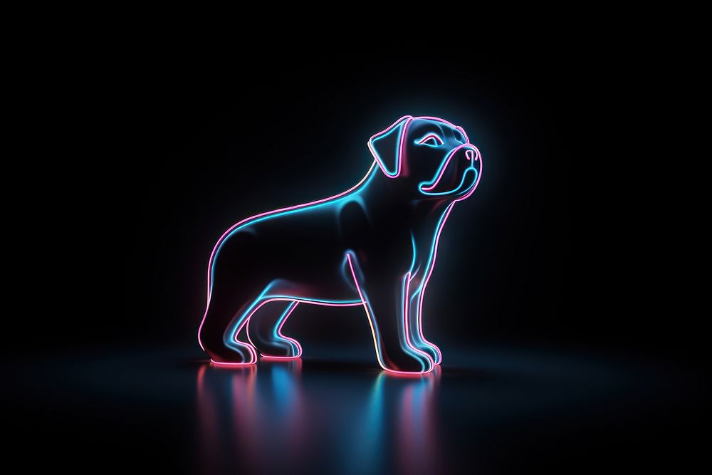 Dog light neon illuminated. AI generated Image by rawpixel.