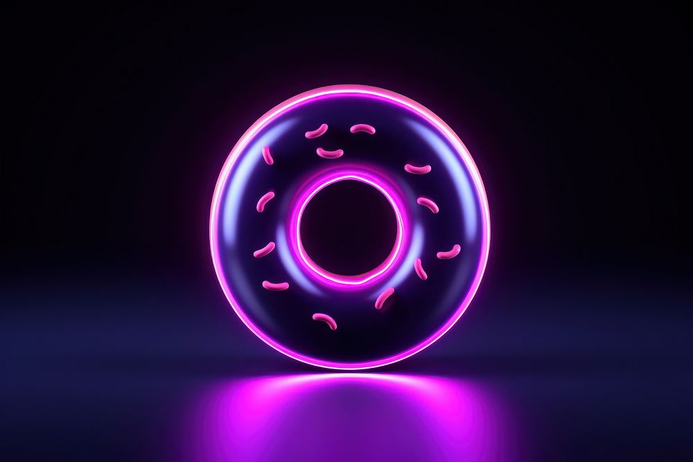 Donut light neon purple. AI generated Image by rawpixel.