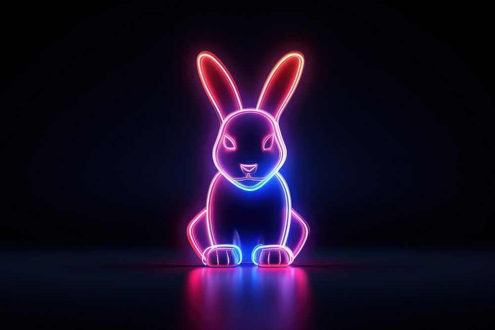 Rabbit light neon representation. AI generated Image by rawpixel.