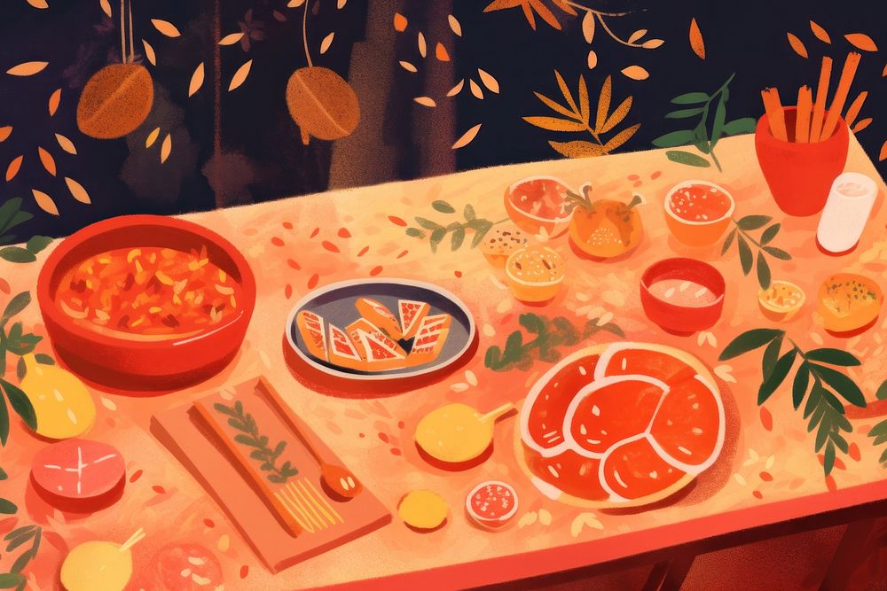 China new year table fruit bowl. AI generated Image by rawpixel.