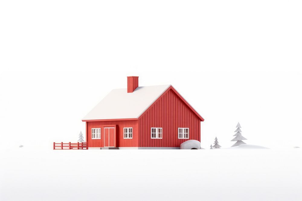 Red wooden house architecture building white. AI generated Image by rawpixel.