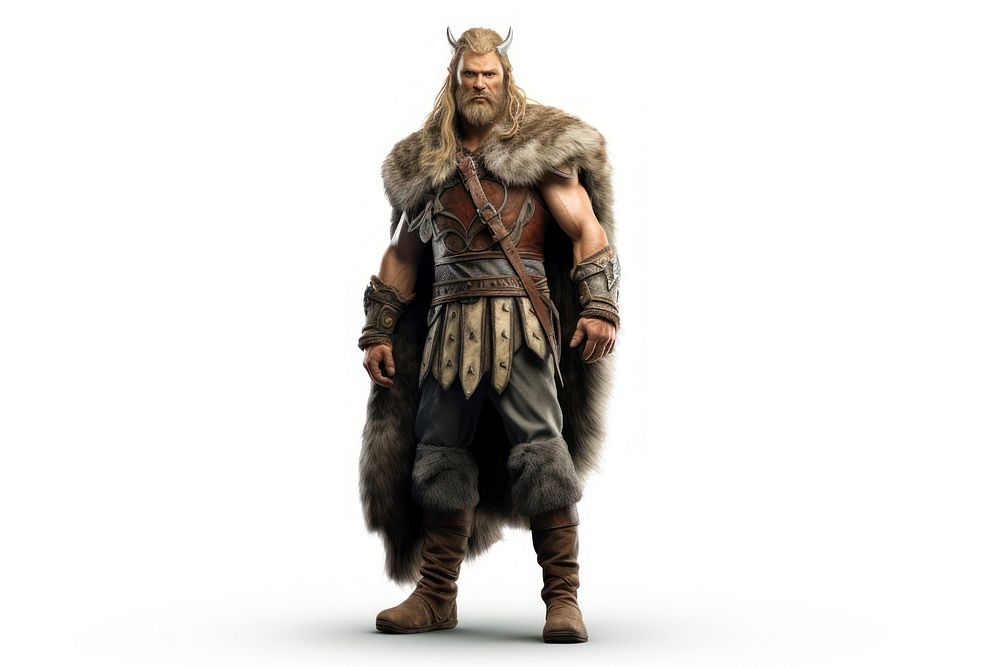 Viking cosplay adult fur bodybuilder. AI generated Image by rawpixel.