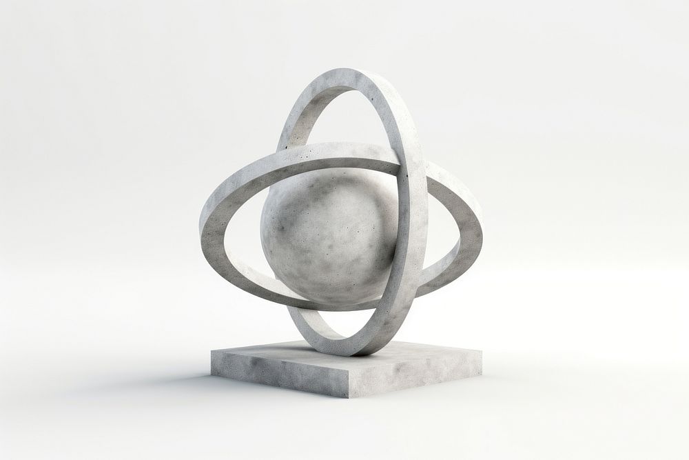 Atom sculpture sphere white background. AI generated Image by rawpixel.