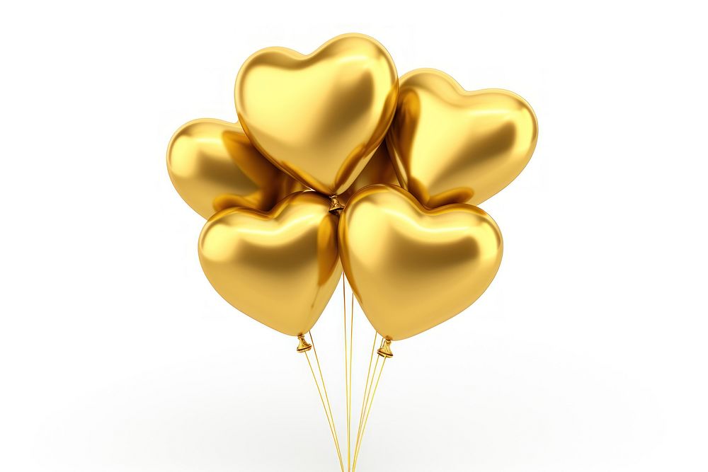 Balloons heart gold white background celebration. AI generated Image by rawpixel.