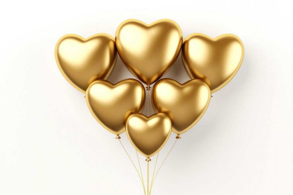 Balloons heart gold white background togetherness. AI generated Image by rawpixel.