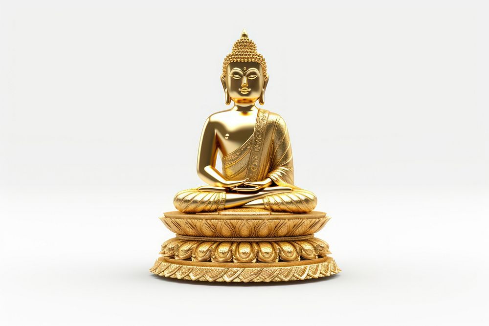 Buddhist gold white background representation. AI generated Image by rawpixel.