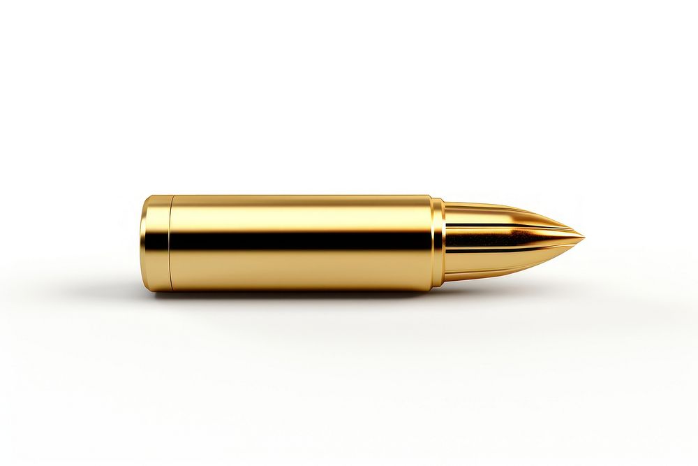 Bullet ammunition gold white background. AI generated Image by rawpixel.