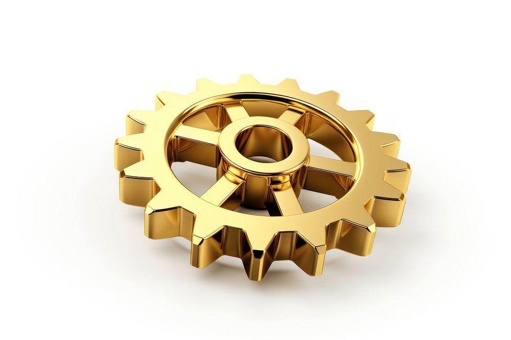 Gear gold wheel white background. AI generated Image by rawpixel.