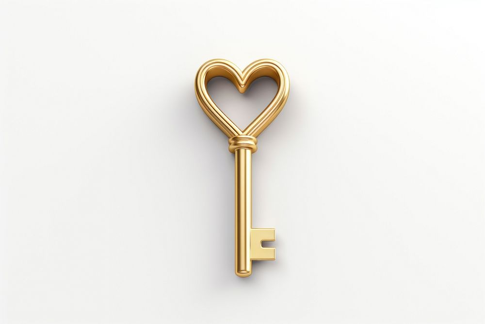 Heart key gold white background protection. AI generated Image by rawpixel.