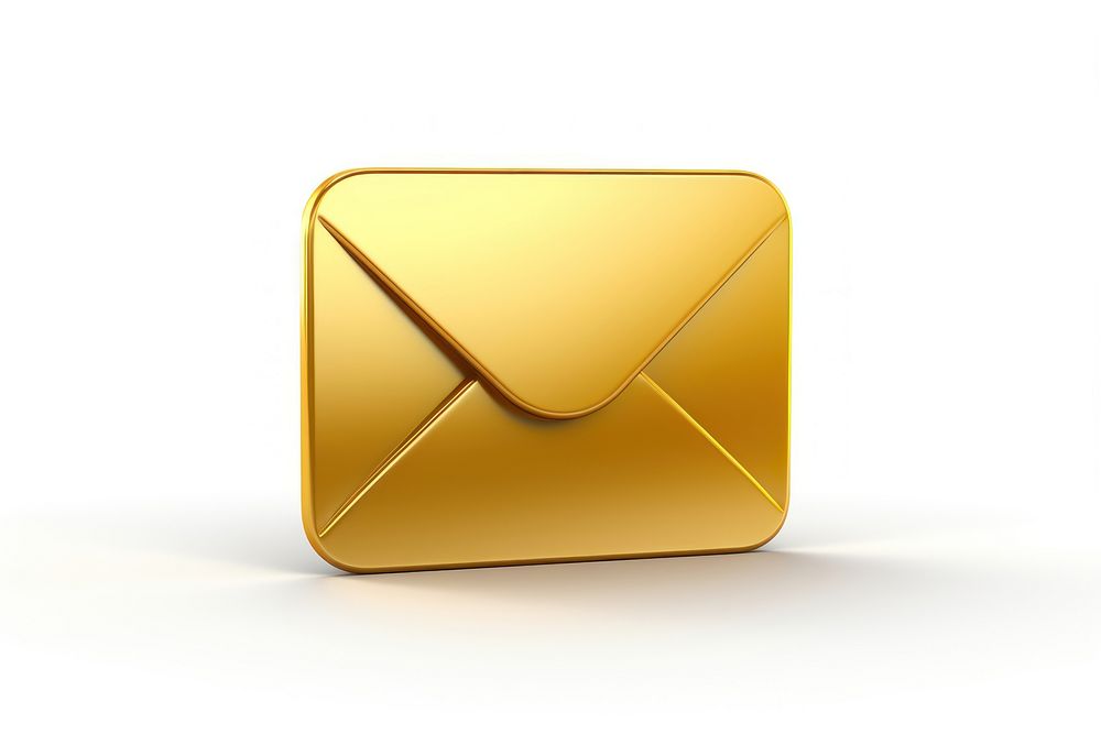 Mail icon gold white background correspondence. AI generated Image by rawpixel.