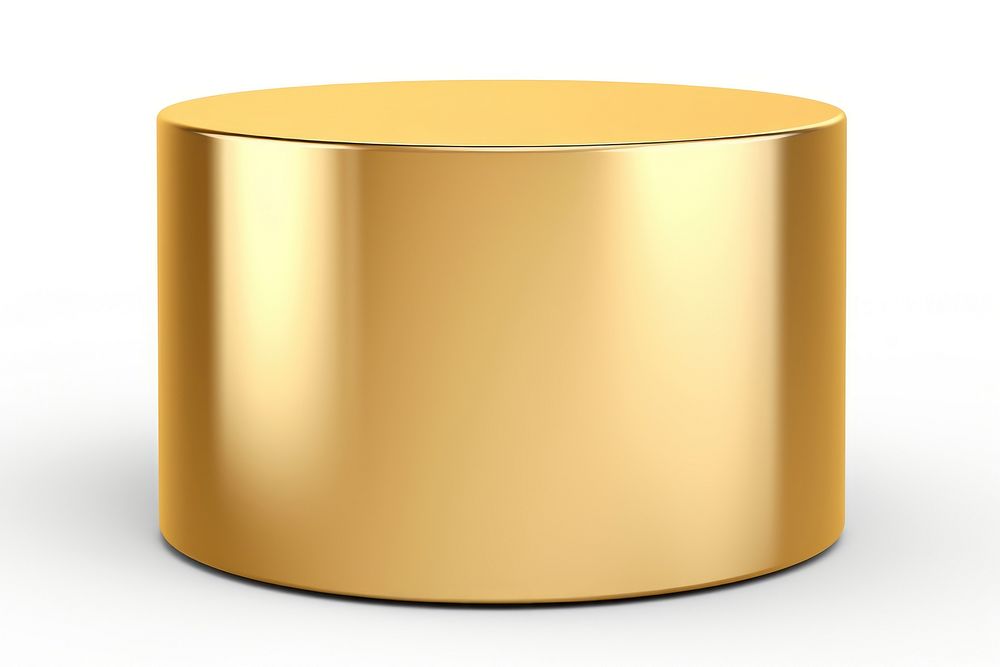 Short cylinder shape gold furniture white background. AI generated Image by rawpixel.